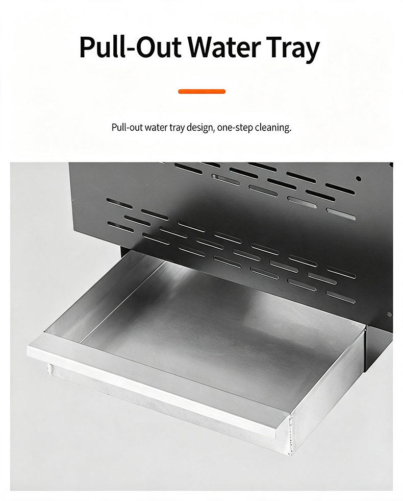 JHD‑670 pull‑out water tray design, one‑step easy cleaning removable water tray for commercial bbq hotpot electric grill