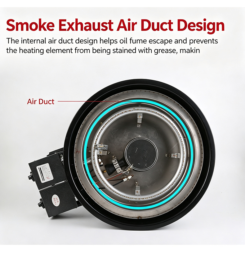 SZY‑530 built‑in gas stove internal smoke exhaust air duct design structure display