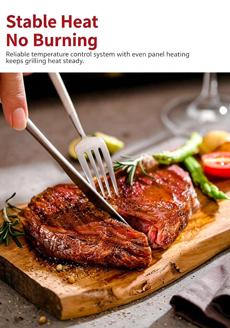 JHD-420C electric grill with stable temperature control, even heating no burning for commercial steak barbecue