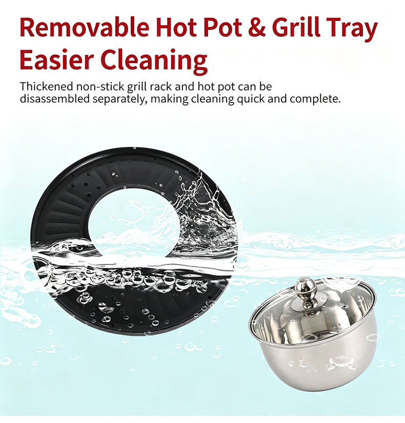 JHD‑420A removable hot pot and grill tray, non‑stick rack and hot pot separate disassembly easy cleaning