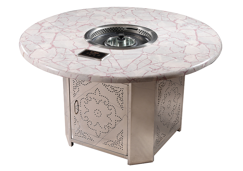 JHD‑480 grill hot pot integrated stove matched marble round dining table for hotpot restaurant