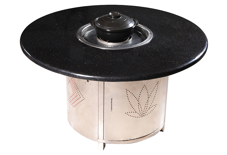 SZY‑530 grill hot pot gas stove assembled on commercial round dining table