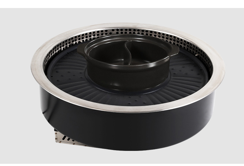 JHD‑530 electric ceramic stove unit with divided dual‑flavor hot pot, integrated hot pot and grill cooking