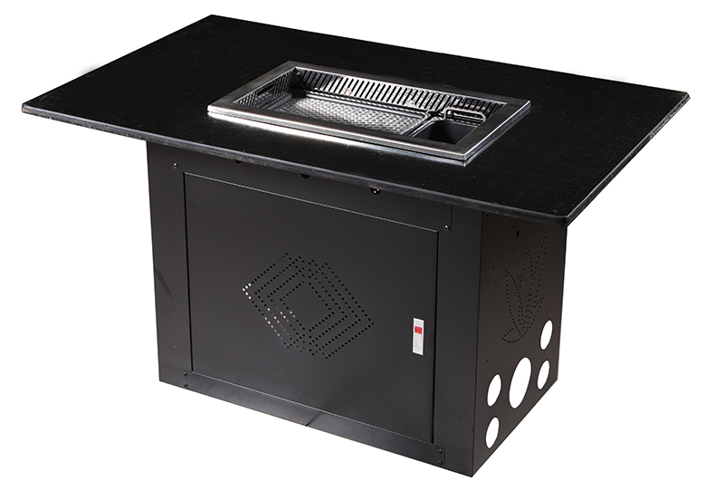 JHD‑630 built‑in bbq hot pot electric stove full table set, side ventilation hole design commercial restaurant dining table