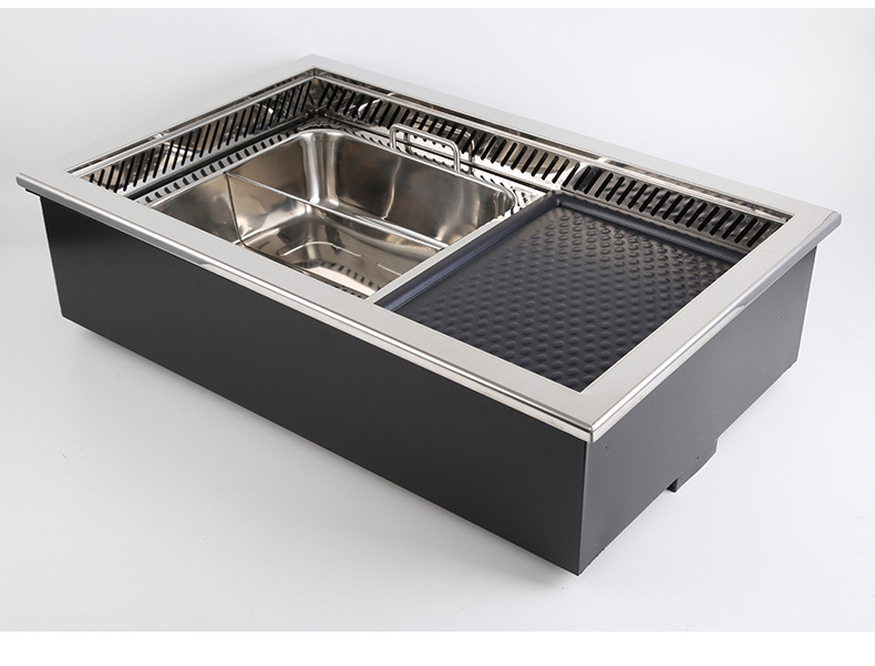 JHD‑710 commercial built‑in grill hotpot all‑in‑one electric ceramic hob open interior view