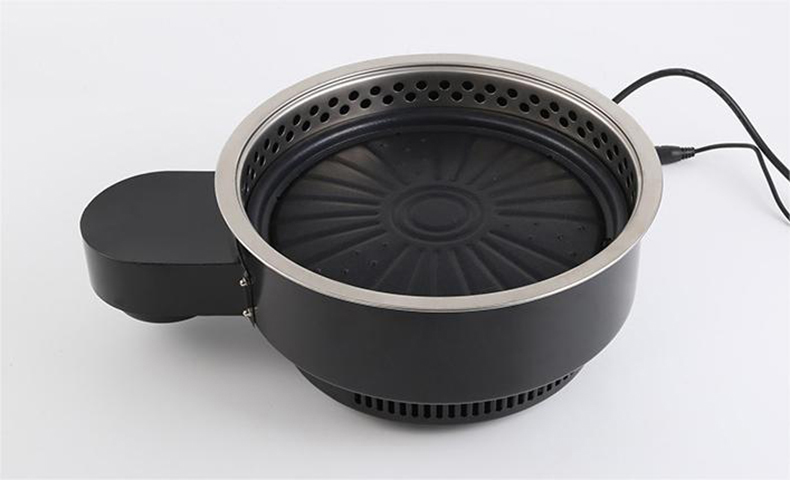 JHD-360A built-in commercial electric grill main unit side view, non-stick baking tray with external power cord for restaurant hot pot table