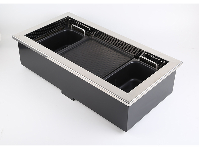 JHD‑720 electric ceramic grill hot pot stove open inner structure with grill plate and hot pot basin