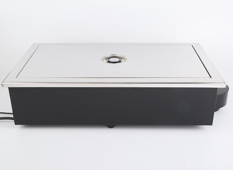 JHD‑650 built‑in roast hot pot all‑in‑one electric stove rear side view, commercial restaurant embedded bbq hotpot cooker
