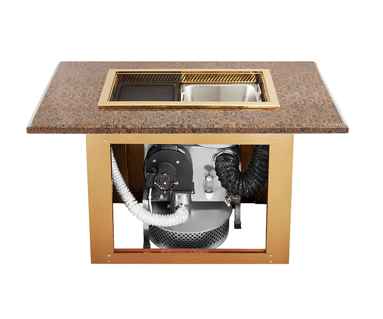 Internal filter and fan system inside dining table for JHD‑710 smoke‑free grill hotpot electric ceramic cooker