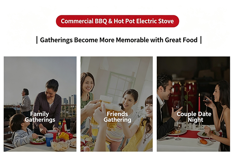 JHD‑450 commercial hot pot bbq electric stove perfect for family gathering friend party couple dinner restaurant use