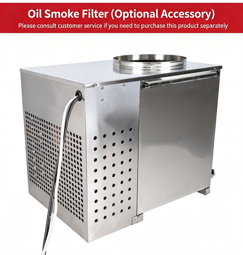 JHD‑650 lift grill hotpot stove optional oil smoke filter accessory, stainless steel fume purifier for commercial barbecue hot pot table