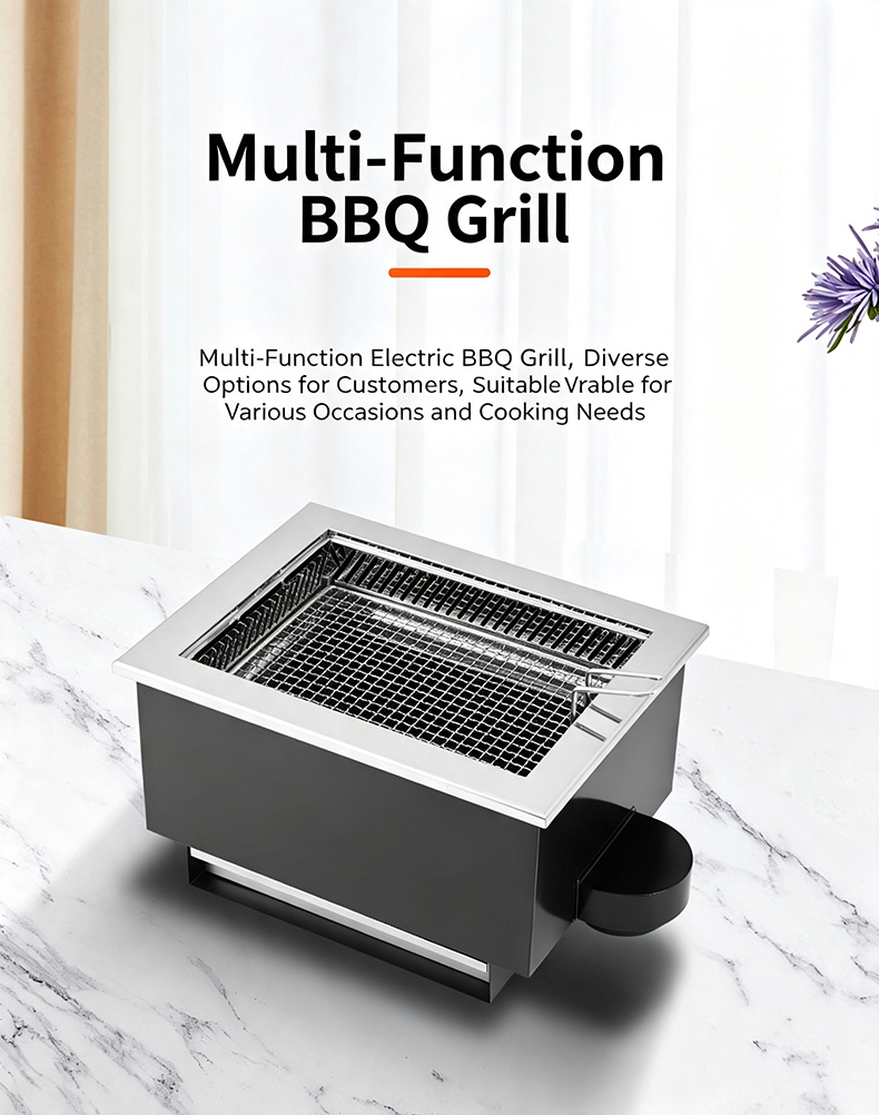 JHD-480B multi-function built-in electric BBQ grill, stainless steel body commercial grilling machine for restaurant