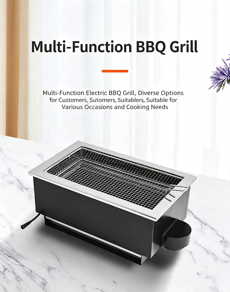 JHD-620 multi-function built-in electric BBQ grill, stainless steel body commercial grilling machine for restaurant