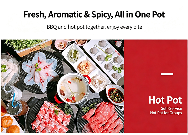 JHD‑450 built‑in hot pot bbq stove commercial self‑service hot pot cooking for restaurant buffet
