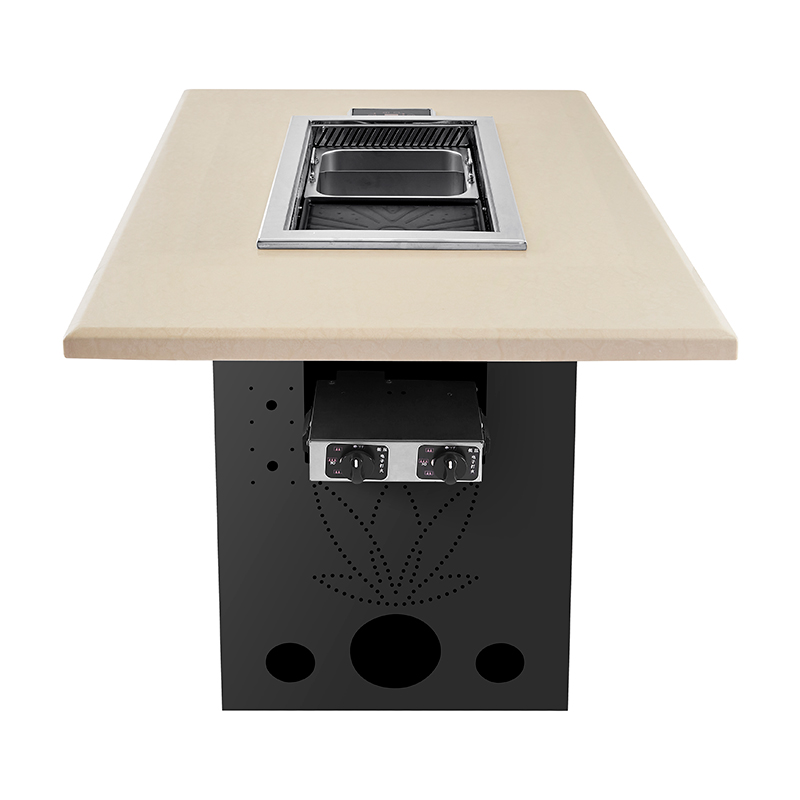 SZY-720 Gas BBQ Hot Pot Integrated Dining Table, Solid Tabletop Commercial Restaurant Roast Hotpot Table Product Photo
