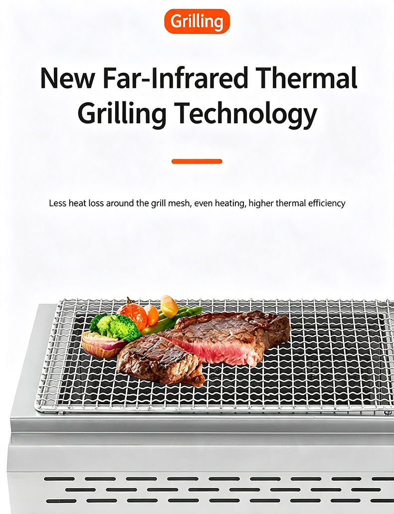 JHD‑510 far‑infrared thermal grilling technology commercial electric grill, even heating for steak barbecue catering application