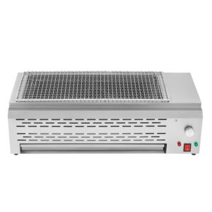 JHD-660 Tabletop Electric BBQ Grill Front View with Stainless Steel Grill Mesh, Commercial Countertop Barbecue Cooker White Background Product Shot