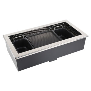 JHD-720 Built-in Hot Pot BBQ Electric Grill Unit, Restaurant Roast Hotpot Integrated Catering Equipment White Background