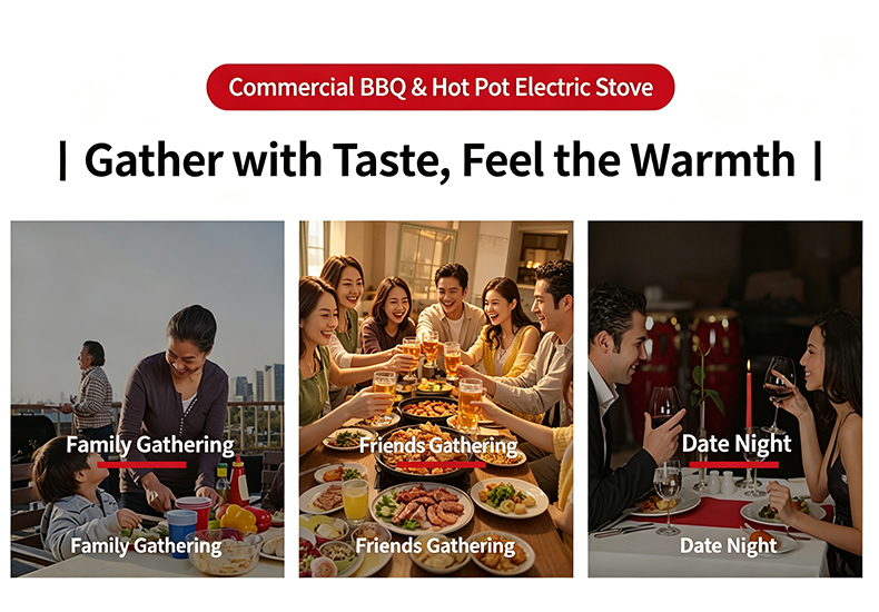 JHD‑540 built‑in grill hotpot electric stove for family friends gathering date night commercial dining use