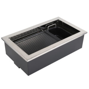 JHD‑630 commercial built‑in hot pot bbq electric ceramic grill stove, restaurant roast hot‑pot integrated catering equipment white background