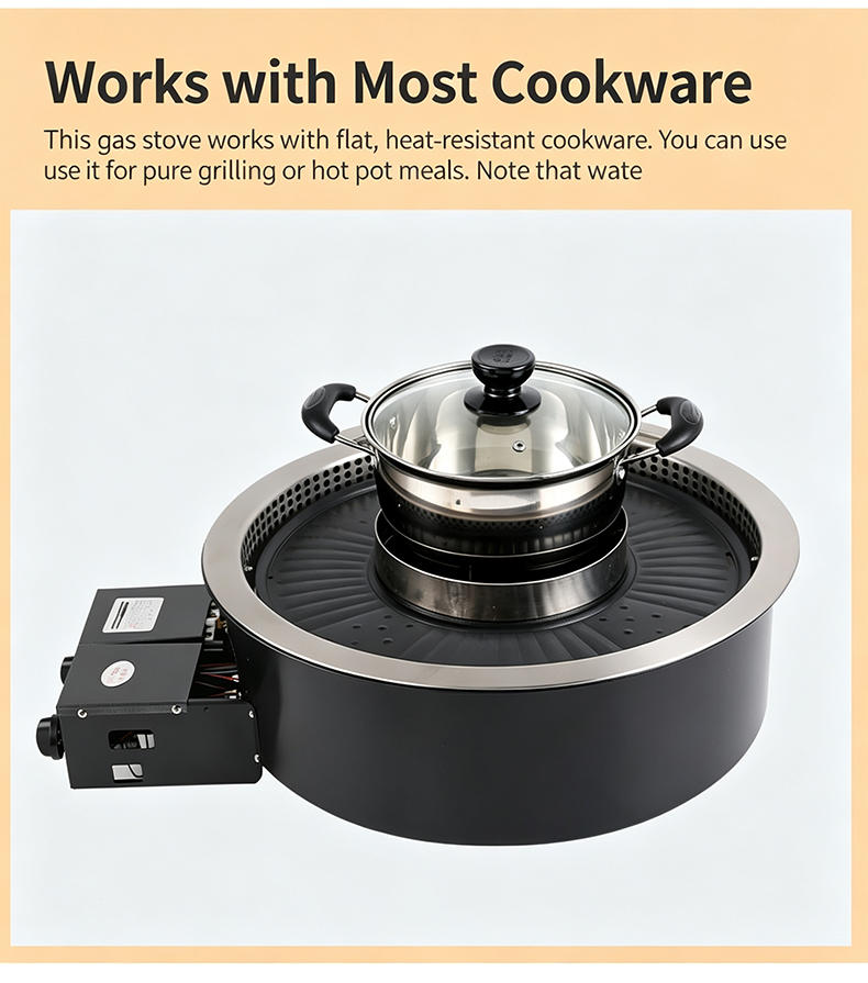 SZY‑530 built‑in gas hot pot grill stove compatible with various cookware commercial catering equipment