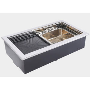 JHD‑650 commercial built‑in bbq hot pot electric ceramic grill stove, all‑in‑one roast hot‑pot catering equipment white background