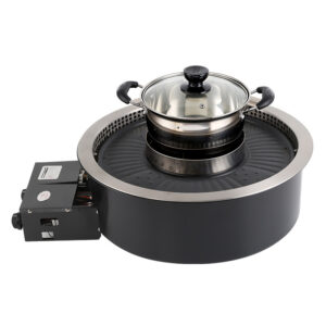 SZY‑530 Round Built‑in Dual‑Use Gas Hot Pot Grill Stove Equipped With Stainless Steel Cooking Pot For Catering