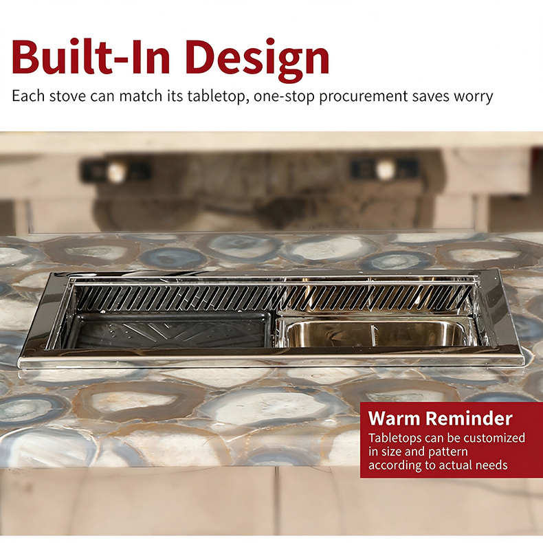 Szy‑650 commercial gas hot pot grill built‑in design fit custom restaurant tabletop