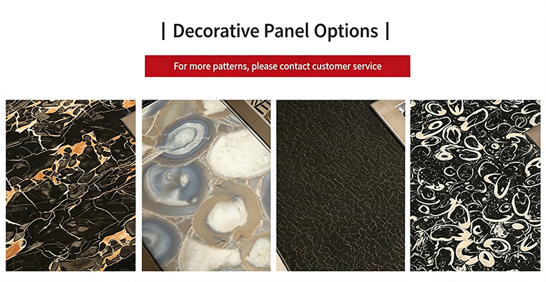 JHD-360A electric grill stove decorative panel options, marble stone and dark texture tabletop material selection