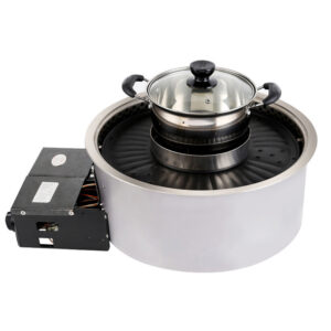 SZY‑420A Round Built‑in Dual‑Use Gas Hot Pot Grill Stove Equipped With Stainless Steel Cooking Pot For Catering