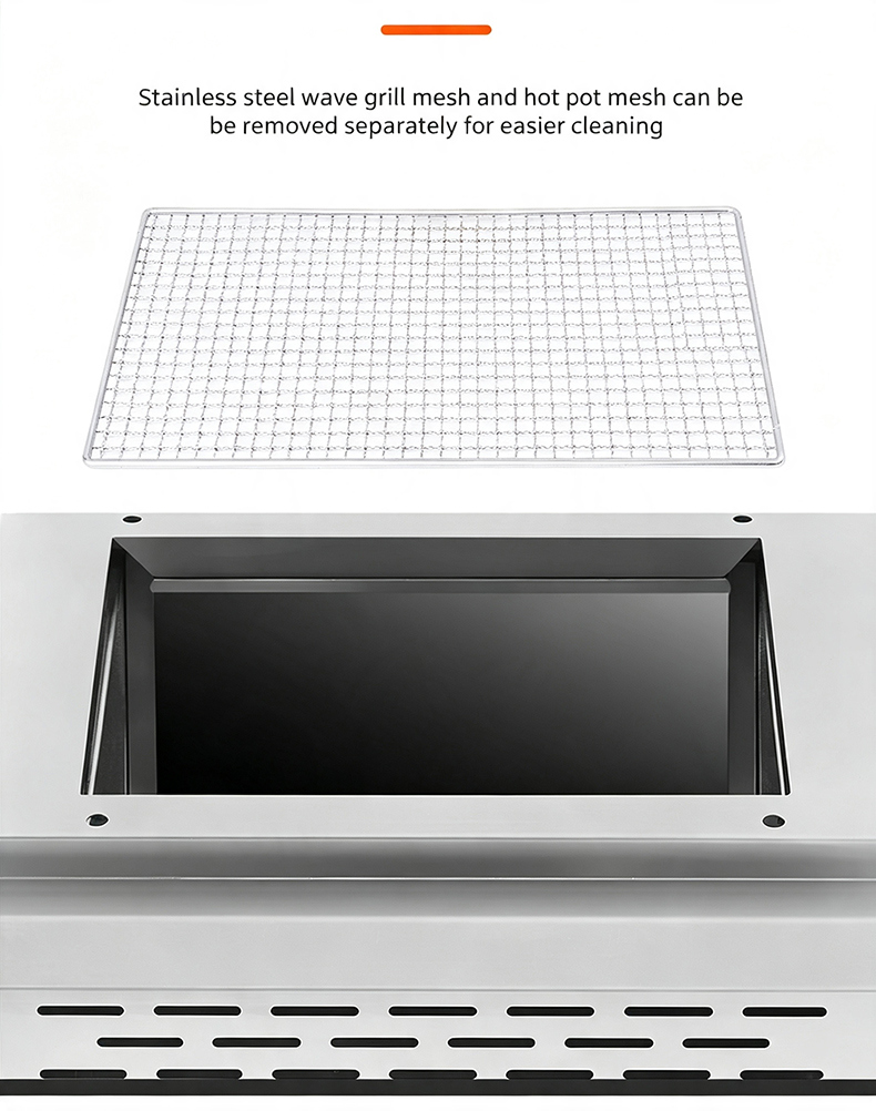 JHD-430 removable stainless steel wave grill mesh, detachable separately for easier cleaning commercial electric grill