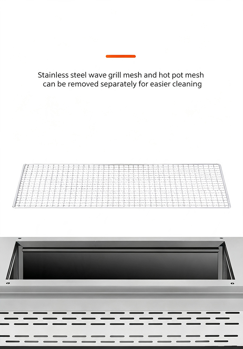 JHD-660 removable stainless steel wave grill mesh, detachable separately for easier cleaning of commercial countertop electric grill
