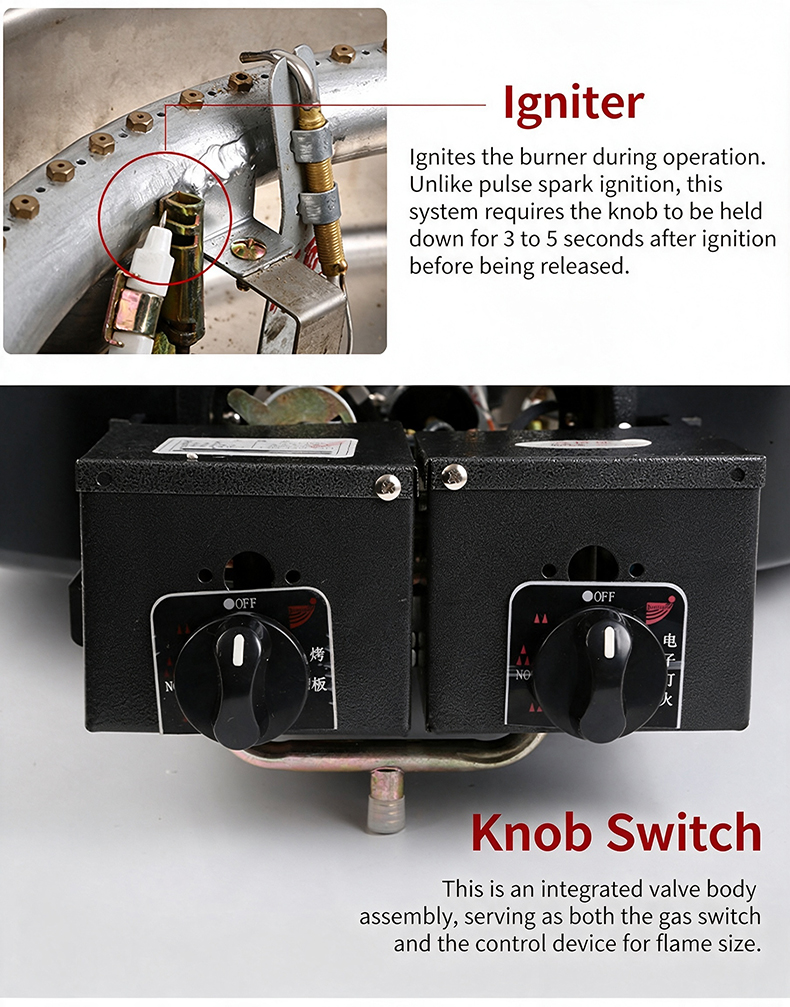 SZY‑530 gas hot pot grill stove igniter and knob switch integrated valve body catering equipment accessories