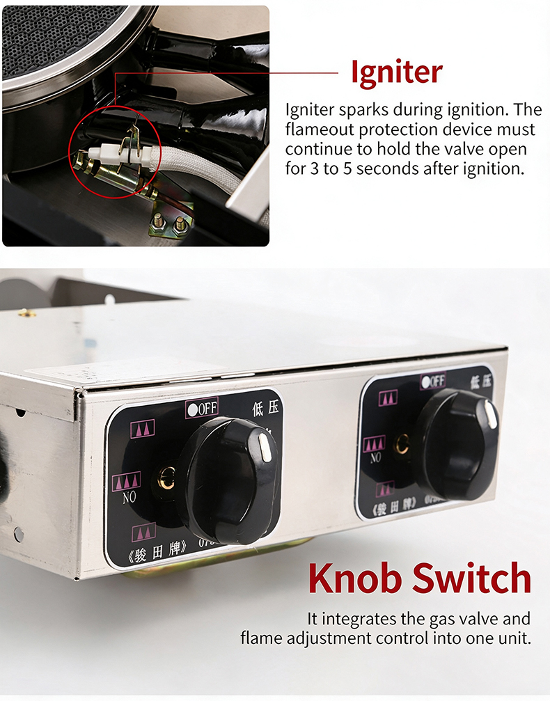 Szy‑650 gas stove igniter and knob switch for flame adjustment commercial hotpot grill unit