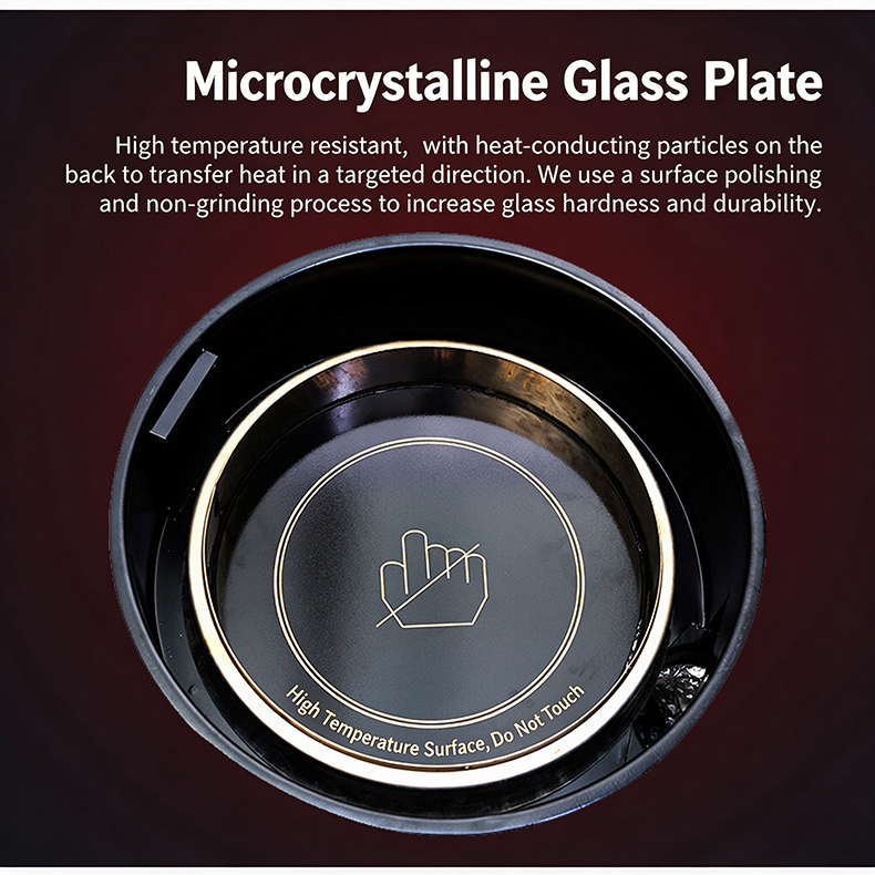 JHD‑480 high‑temperature resistant microcrystalline glass plate, durable heating panel for built‑in electric ceramic cooker