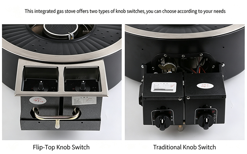 SZY‑530 commercial gas stove flip‑top knob and traditional knob switch optional for restaurant hotpot grill table