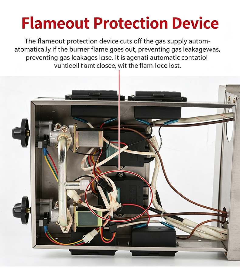SZY‑540 commercial gas stove flameout protection device internal wiring structure, auto gas cut‑off prevent gas leakage