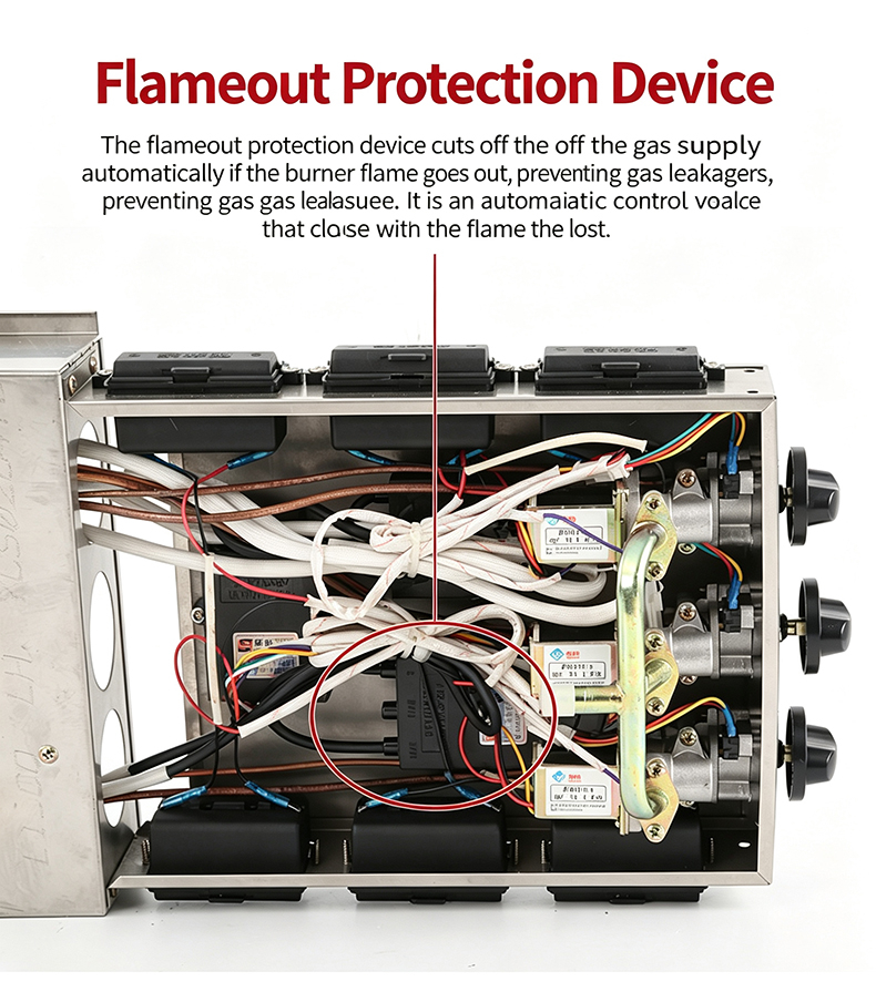 SZY‑720 gas hot pot grill integrated stove flameout protection device internal wiring safety gas leakage prevention for commercial kitchen