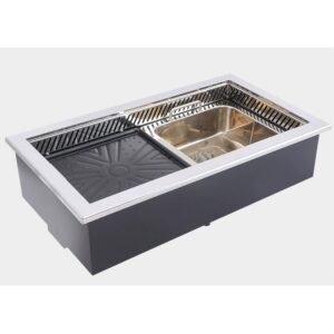 650 Infrared Electric Stove,Built-in Electric Cooktop Grill & Hot Pot Combo,Commercial Tabletop Roast & Shabu Stove for Restaurant