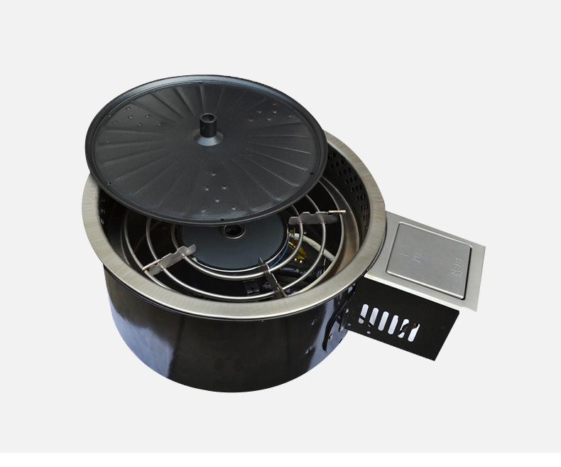 SZY-420B built-in gas grill hot pot stove internal burner structure with open grill lid, commercial restaurant catering equipment