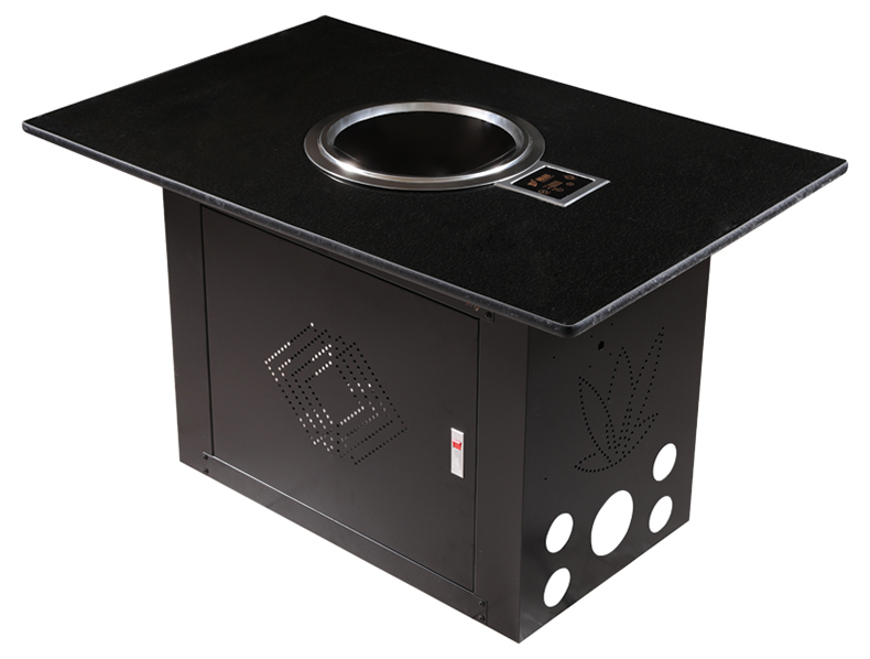 JHD‑420E concave heating plate touch ceramic cooker, full table oblique view for hot pot restaurant
