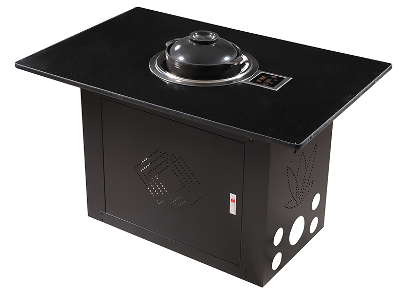 JHD‑420E commercial concave ceramic cooker table matched with black casserole pot for restaurant cooking