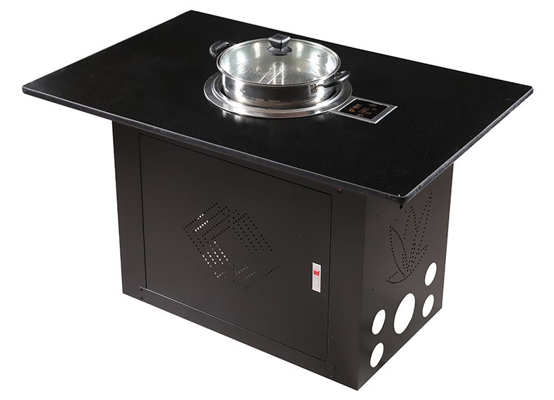 JHD‑420E touch control concave ceramic cooker table equipped with stainless steel hot pot for catering use