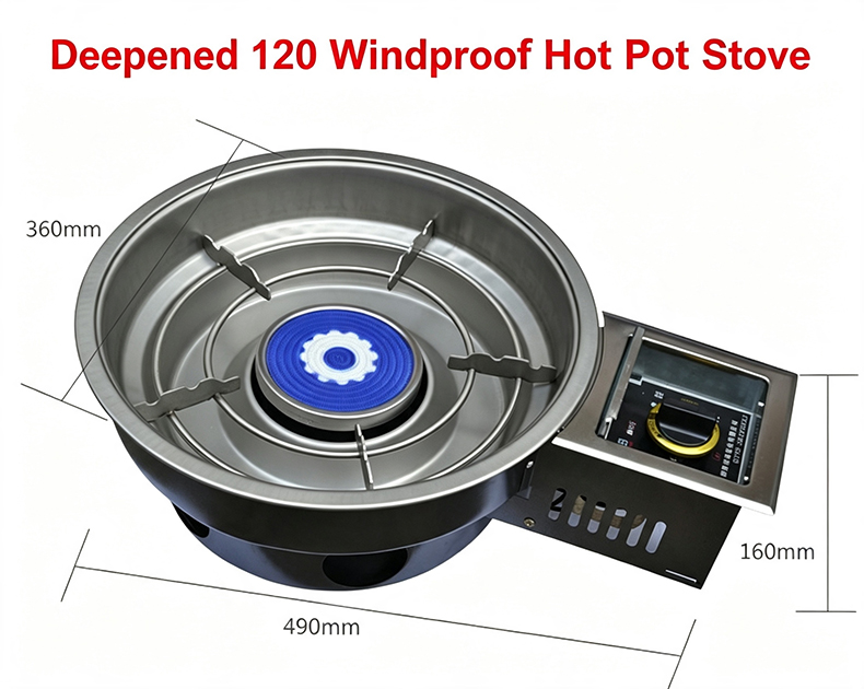SZY‑360E deepened 120 windproof korean gas hot pot stove detail image catering gas stove