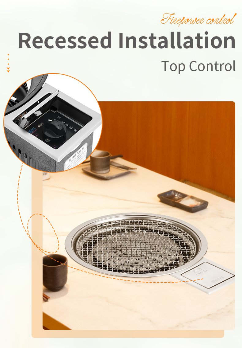 SZY‑360B built‑in gas grill SZY‑360B top control panel, recessed installation for korean bbq restaurant