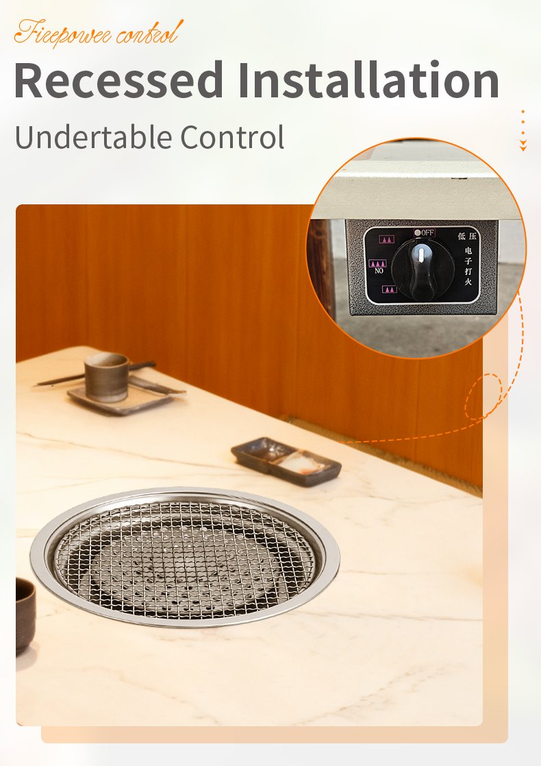 SZY‑360B gas grill SZY‑360B under table control knob, recessed mounted commercial gas barbecue equipment