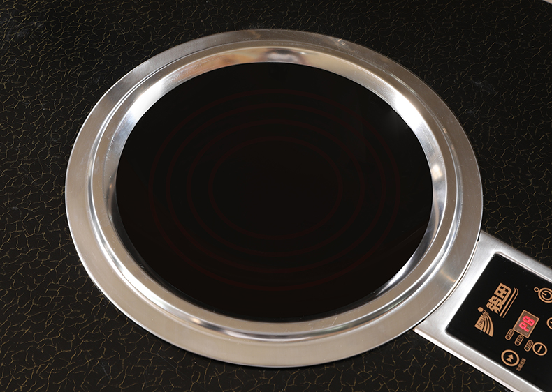 JHD‑420E concave ceramic cooktop heating plate and touch control panel close‑up detail view
