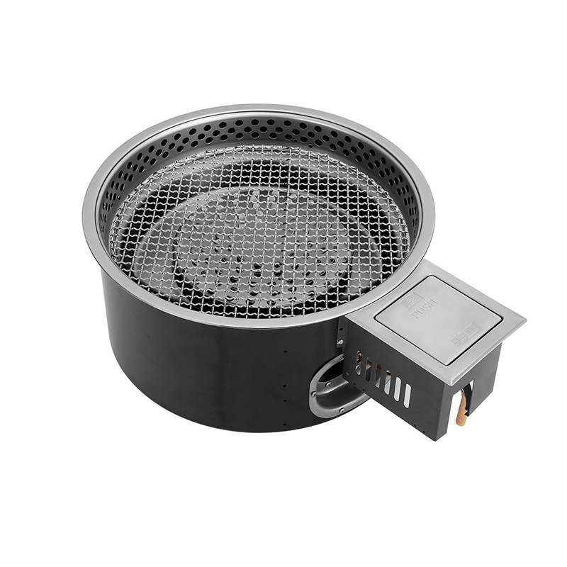 SZY-420C Built-in Dual-use Gas BBQ Grill with Stainless Steel Grill Mesh, Commercial Round Gas Barbecue Stove for Restaurant Catering Equipment