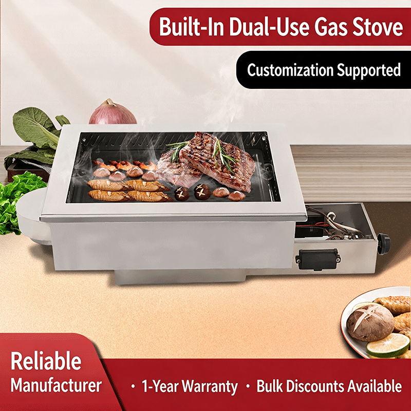 SZY-460 Built-in Dual-use Gas Grill, Commercial Rectangular Gas Barbecue Stove with Grilling Food for Restaurant Catering Equipment