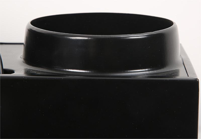 JHD-360B Close-up of electric stove smoke exhaust connector, designed for duct connection to remove oil fume for smoke-free commercial dining environment